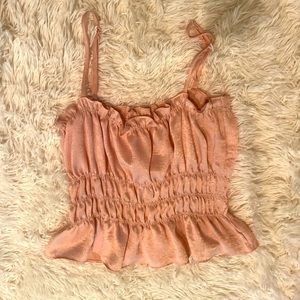 Vestique smocked pink tank top